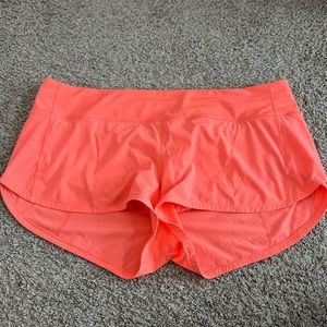 Lululemon 2.5 Speed Up Shorts Neon Orange/Peach